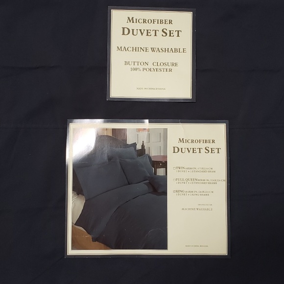 Duvet Cover & 2 King Shams, Navy, King, Microfiber - Picture 1 of 7